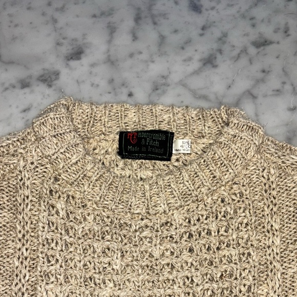 Vintage Abercrombie & Fitch Cream Fisherman Sweater with Cable-Knit - Picture 2 of 9
